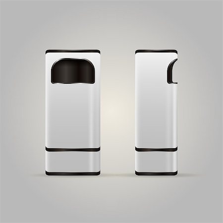simsearch:400-07050071,k - White modern dustbins with black elements and mesh for butts. Two isolated vector illustrations on white. Stock Photo - Budget Royalty-Free & Subscription, Code: 400-07519105