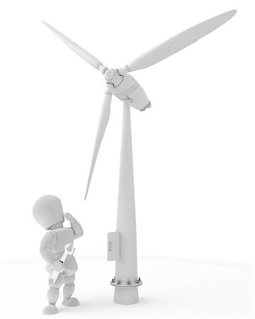 simsearch:400-04760873,k - 3D render of a man with wind turbine Stock Photo - Budget Royalty-Free & Subscription, Code: 400-07511444