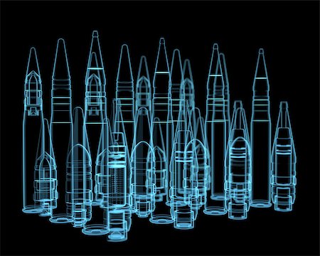 Rifle bullets x-ray blue transparent isolated on black Stock Photo - Budget Royalty-Free & Subscription, Code: 400-07511753