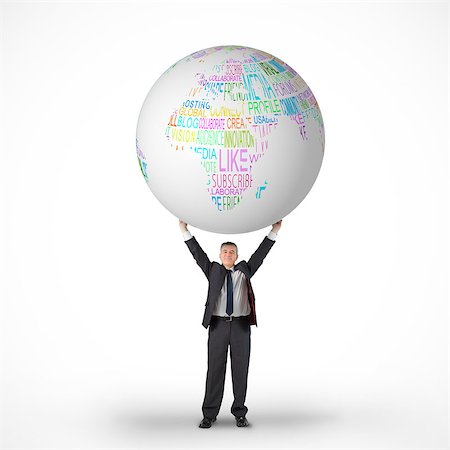 Composite image of mature businessman holding globe against white background with vignette Stock Photo - Budget Royalty-Free & Subscription, Code: 400-07512541