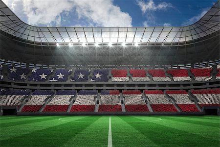 Digitally generated american national flag against large football stadium Stock Photo - Budget Royalty-Free & Subscription, Code: 400-07526263