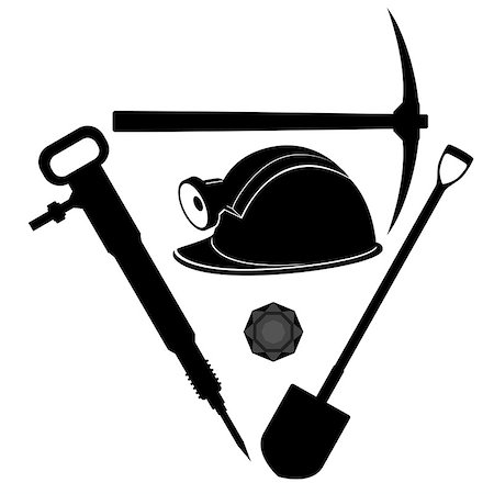 Miners helmet and tools for coal mining. Illustration on white background. Stock Photo - Budget Royalty-Free & Subscription, Code: 400-07544326