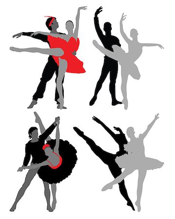 simsearch:400-04255721,k - Silhouettes of ballet dancers, vector Stock Photo - Budget Royalty-Free & Subscription, Code: 400-07545005
