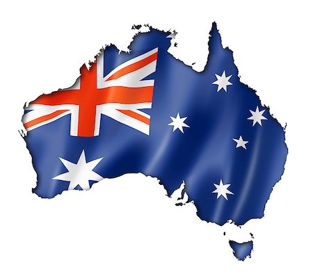 Australia flag map, three dimensional render, isolated on white Stock Photo - Budget Royalty-Free & Subscription, Code: 400-07545386