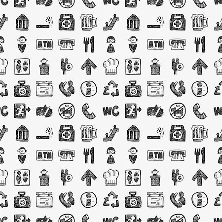 seamless doodle public sign pattern Stock Photo - Budget Royalty-Free & Subscription, Code: 400-07546443