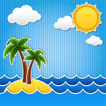 Vector illustration - Tropical island scrapbook background Stock Photo - Budget Royalty-Free & Subscription, Code: 400-07548045