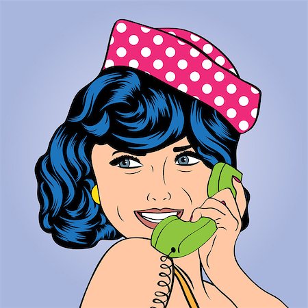simsearch:400-04320168,k - woman chatting on the phone, pop art illustration in vector format Stock Photo - Budget Royalty-Free & Subscription, Code: 400-07548417