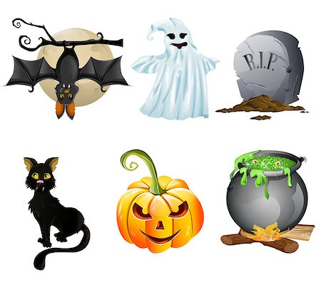 illustration of collection of Halloween icon set Stock Photo - Budget Royalty-Free & Subscription, Code: 400-07548539