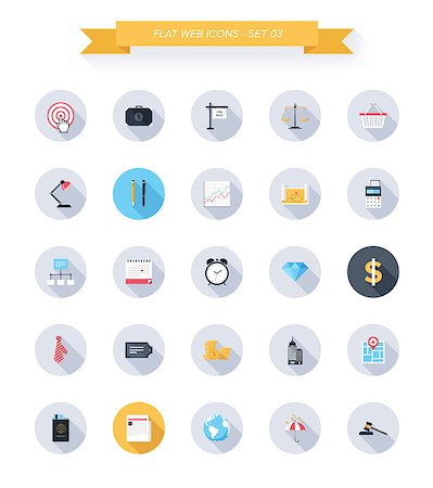 shopping icons vector - Vector collection of modern, simple, flat and trendy business and office icons with long shadow. Stock Photo - Budget Royalty-Free & Subscription, Code: 400-07549367