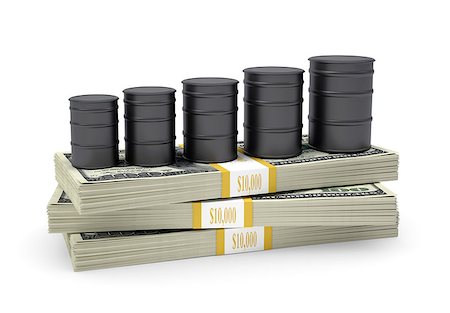 simsearch:400-05002911,k - Barrels oil stand on pack of dollars. White background Stock Photo - Budget Royalty-Free & Subscription, Code: 400-07549871