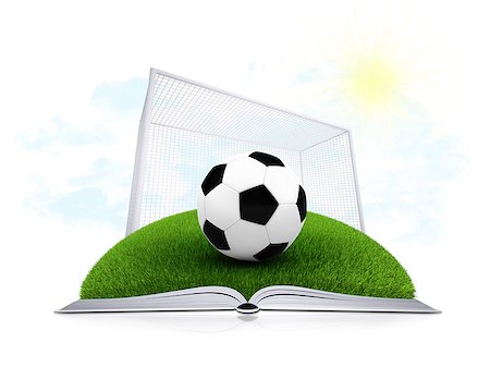 soccer arena - Soccer ball, gate and green grass on an open white book. Sport background Stock Photo - Budget Royalty-Free & Subscription, Code: 400-07554205