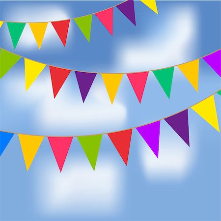 simsearch:400-06628533,k - Party flags with blue sky and white clouds. Contains a gradient mesh.. Also available as a Vector in Adobe illustrator EPS format, compressed in a zip file. The vector version be scaled to any size without loss of quality. Stock Photo - Budget Royalty-Free & Subscription, Code: 400-07555067