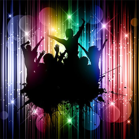 simsearch:400-06107660,k - Silhouette of a grunge party crowd on an abstract background Stock Photo - Budget Royalty-Free & Subscription, Code: 400-07555389