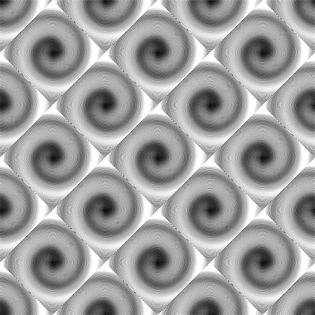 simsearch:400-07676334,k - Design seamless spiral movement geometric pattern. Abstract monochrome waving lines background. Speckled twisted texture. Vector art Foto de stock - Super Valor sin royalties y Suscripción, Código: 400-07555673