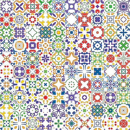 Seamless pattern illustration in traditional style - like Portuguese tiles Stock Photo - Budget Royalty-Free & Subscription, Code: 400-07555752