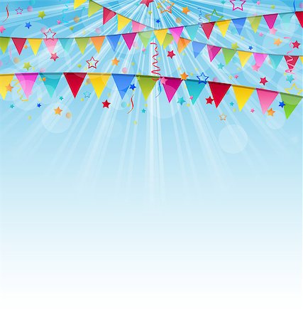 simsearch:400-06628533,k - Illustration holiday background with birthday flags and confetti  - vector Stock Photo - Budget Royalty-Free & Subscription, Code: 400-07556072