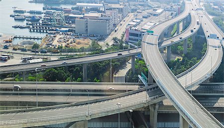 ramps on the road - aerial view of the city overpass in early morning, Hong Kong,Asia China Foto de stock - Super Valor sin royalties y Suscripción, Código: 400-07556224