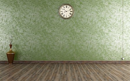empty old living room - Vintage room with Venetian plaster wall in green - rendering Stock Photo - Budget Royalty-Free & Subscription, Code: 400-07556259