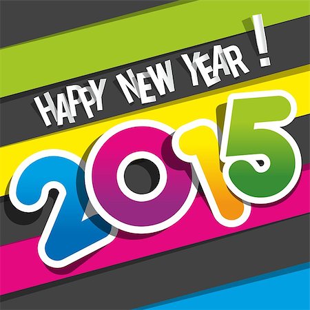 Happy New Year 2015 Greeting Card vector illustration Foto de stock - Super Valor sin royalties y Suscripción, Código: 400-07556817
