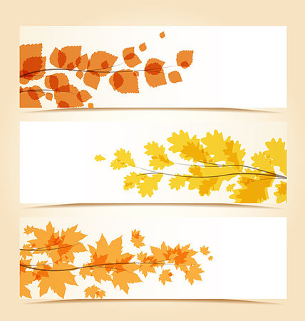 simsearch:400-05256623,k - Branch with autumn leaves set vector banners Photographie de stock - Aubaine LD & Abonnement, Code: 400-07557282