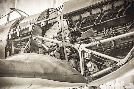 vintage toned WW2 fighter plane engine Stock Photo - Budget Royalty-Free & Subscription, Code: 400-07558478