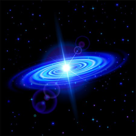 simsearch:400-07516434,k - Space background. Blue galaxy with bright flare among stars in dark universe Stock Photo - Budget Royalty-Free & Subscription, Code: 400-07550253