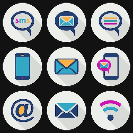 rss - Colorful mobile sms and mail icons flat design Stock Photo - Budget Royalty-Free & Subscription, Code: 400-07551077