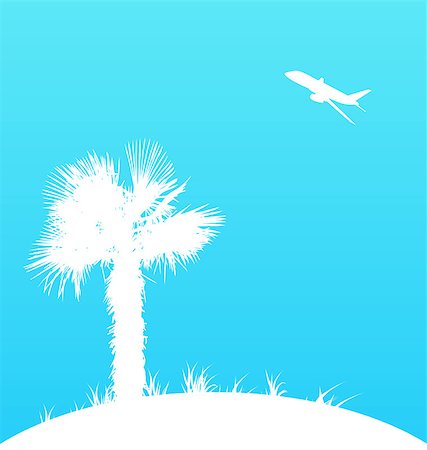 Illustration summer background with palm tree and airplane - vector Stock Photo - Budget Royalty-Free & Subscription, Code: 400-07551479