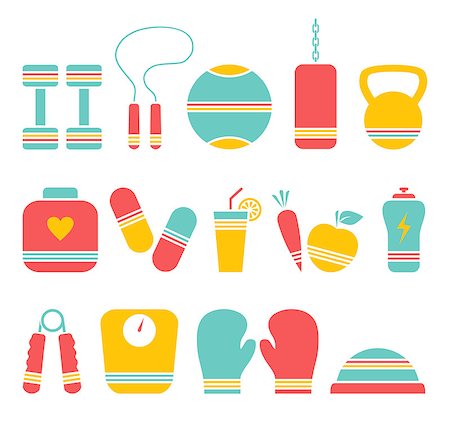 pills vector - Illustration of 14 fitness colored icons Stock Photo - Budget Royalty-Free & Subscription, Code: 400-07552011