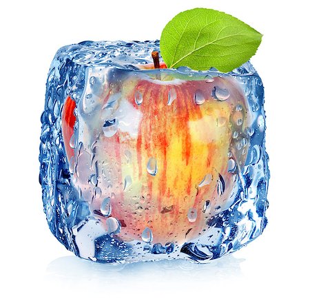 simsearch:400-05698489,k - Ice cube and red apple isolated on a white background Stock Photo - Budget Royalty-Free & Subscription, Code: 400-07552397