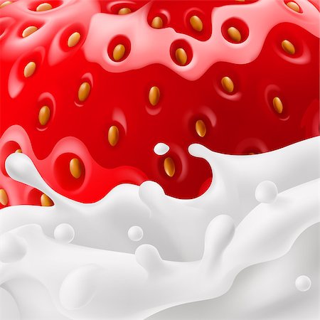 Food background of strawberry with milk splashes in close-up Stock Photo - Budget Royalty-Free & Subscription, Code: 400-07552473