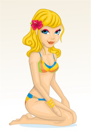 simsearch:400-04702742,k - Cartoon sunbathing girl Stock Photo - Budget Royalty-Free & Subscription, Code: 400-07552709