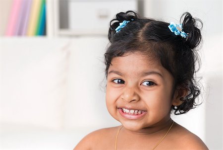 simsearch:400-06389659,k - Portrait of little Indian baby girl smiling. Asian child living lifestyle at home. Foto de stock - Super Valor sin royalties y Suscripción, Código: 400-07553663