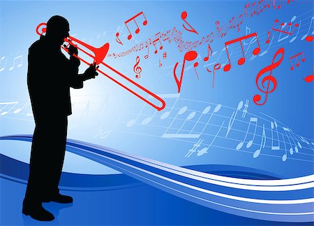 Trumpet Musician on Musical Note Background Original Illustration Photographie de stock - Aubaine LD & Abonnement, Code: 400-07568035