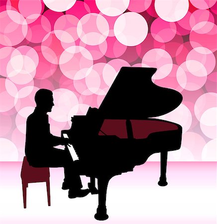 Piano Musician on Pink Lens Flare Background Original Illustration Photographie de stock - Aubaine LD & Abonnement, Code: 400-07568045