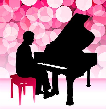 Piano Musician on Pink Lens Flare Background Original Illustration Photographie de stock - Aubaine LD & Abonnement, Code: 400-07568046