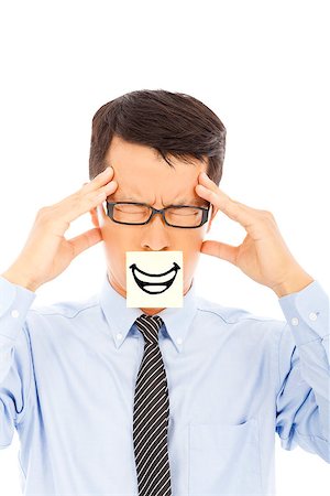 simsearch:400-04902701,k - businessman with headache and smile expression on sticker Stock Photo - Budget Royalty-Free & Subscription, Code: 400-07568495