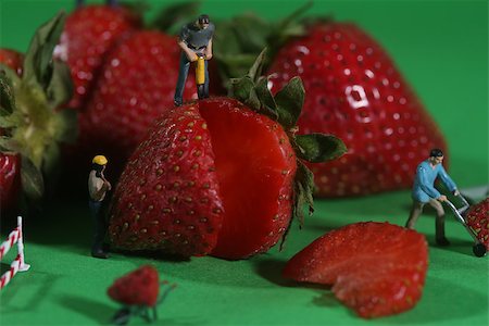 Miniature Construction Workers in Conceptual Food Imagery With Strawberries Stock Photo - Budget Royalty-Free & Subscription, Code: 400-07568879