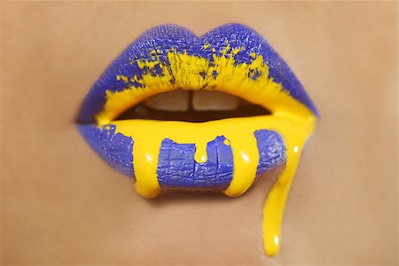 Dripping Creative Make Up on the Lips of a Fashion Model Stock Photo - Budget Royalty-Free & Subscription, Code: 400-07568890