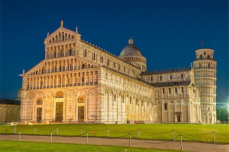 romanesque pisa cathedral - Famous leaning Tower and Cathedral of Pisa  in Italy at night Stock Photo - Budget Royalty-Free & Subscription, Code: 400-07569676