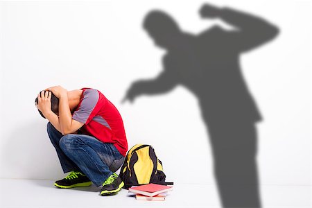student fighting - Man shadow attack   to terrified student with a fist Stock Photo - Budget Royalty-Free & Subscription, Code: 400-07569859