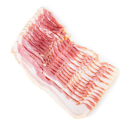 simsearch:400-04885499,k - Bacon slices isolated on white background Stock Photo - Budget Royalty-Free & Subscription, Code: 400-07574831