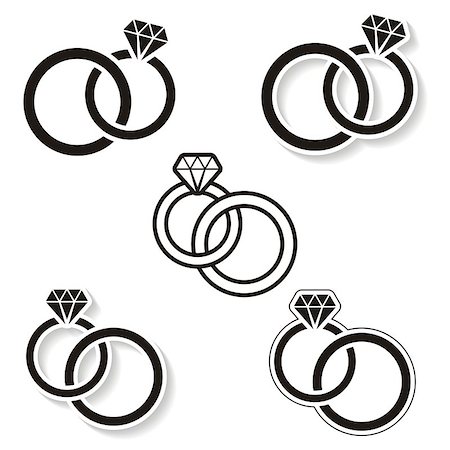 Vector black wedding rings icon on white background Photographie de stock - Aubaine LD & Abonnement, Code: 400-07575646