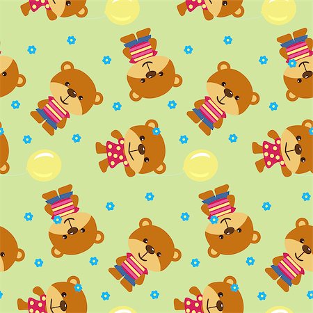 simsearch:400-04837197,k - Seamless background with cartoon bears.Vector illustration. Stock Photo - Budget Royalty-Free & Subscription, Code: 400-07576094