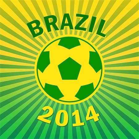 soccer retro designs - Brazil 2014, poster with ball and rays Stock Photo - Budget Royalty-Free & Subscription, Code: 400-07576575