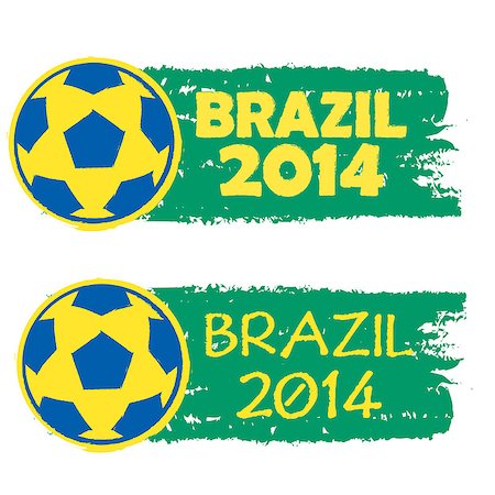 soccer retro designs - Brazil 2014, green draw banner with ball Stock Photo - Budget Royalty-Free & Subscription, Code: 400-07576577