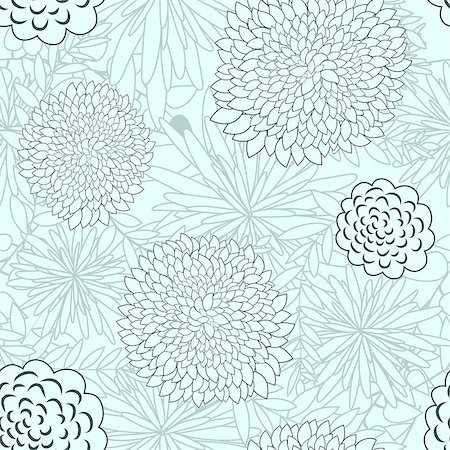 drawing of a beautiful flower - Seamless vector floral pattern. For easy making seamless pattern just drag all group into swatches bar, and use it for filling any contours. EPS 10. Stock Photo - Budget Royalty-Free & Subscription, Code: 400-07577524
