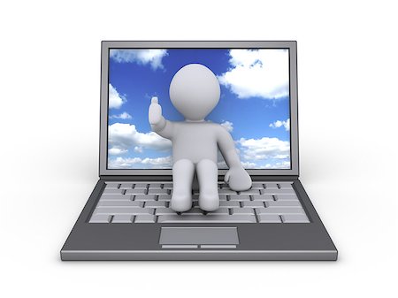 Person sitting on a laptop with sky and clouds on the screen Photographie de stock - Aubaine LD & Abonnement, Code: 400-07578499