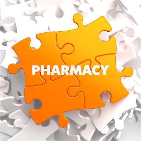 pharmacy purchase - Pharmacy on Orange Puzzle on White Background. Stock Photo - Budget Royalty-Free & Subscription, Code: 400-07570484