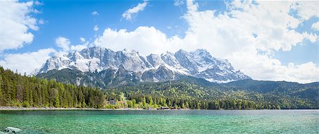An image of the Eibsee and the Zugspitze in Bavaria Germany Stock Photo - Budget Royalty-Free & Subscription, Code: 400-07571460
